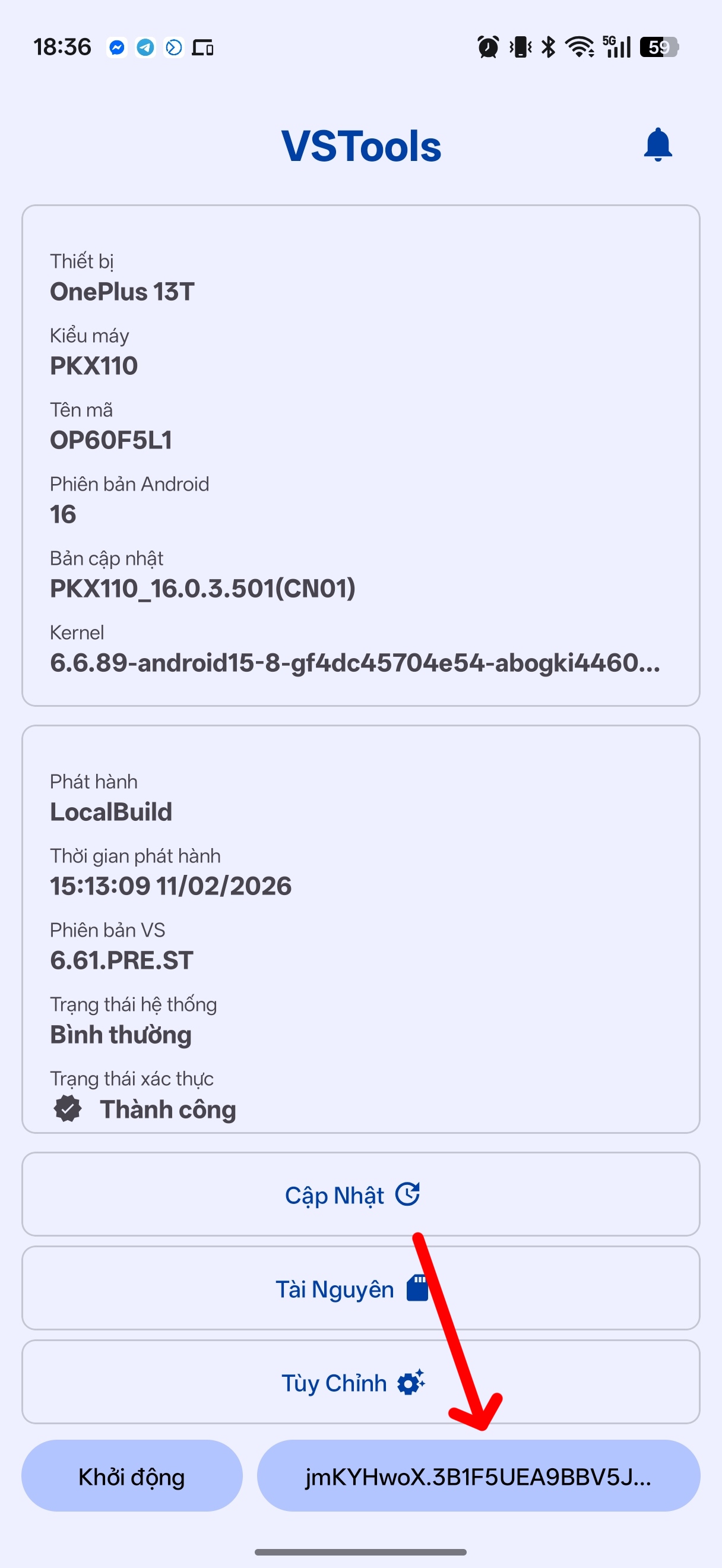 Bước 1: Ấn vào nút mã thẻ trong VSTool